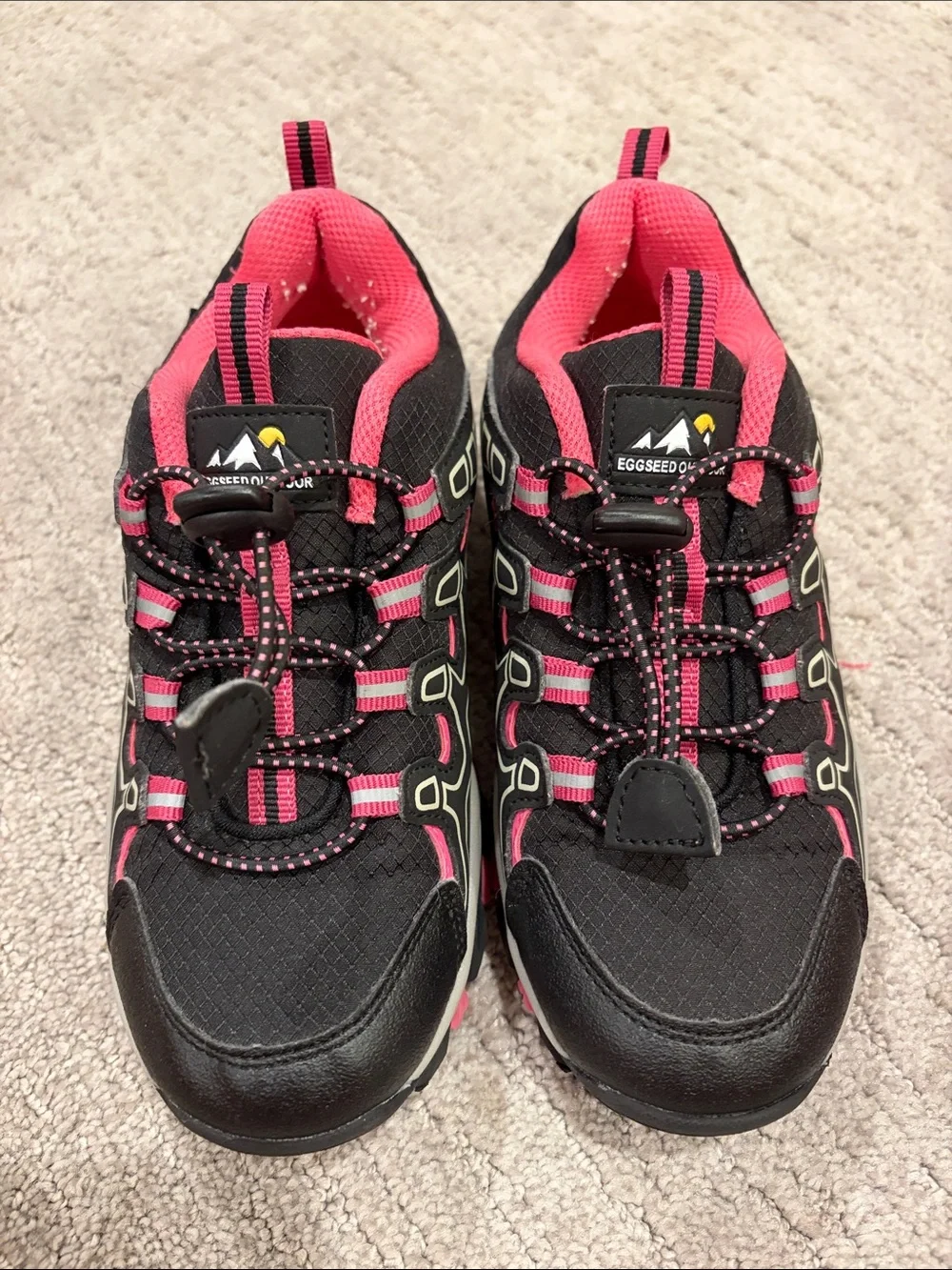 Eggseed Outdoor Kids' Black and Pink waterproof hiking shoea